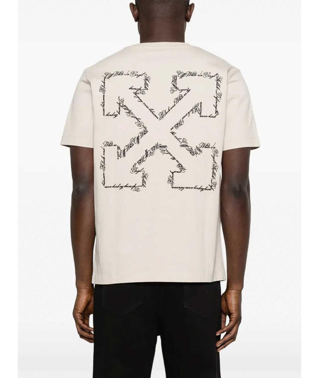 OFF-WHITE Бежевая хлопковая футболка, фото 5