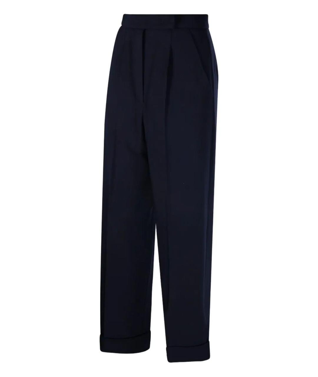 MAX MARA Синие шерстяные брюки широкие, фото 4