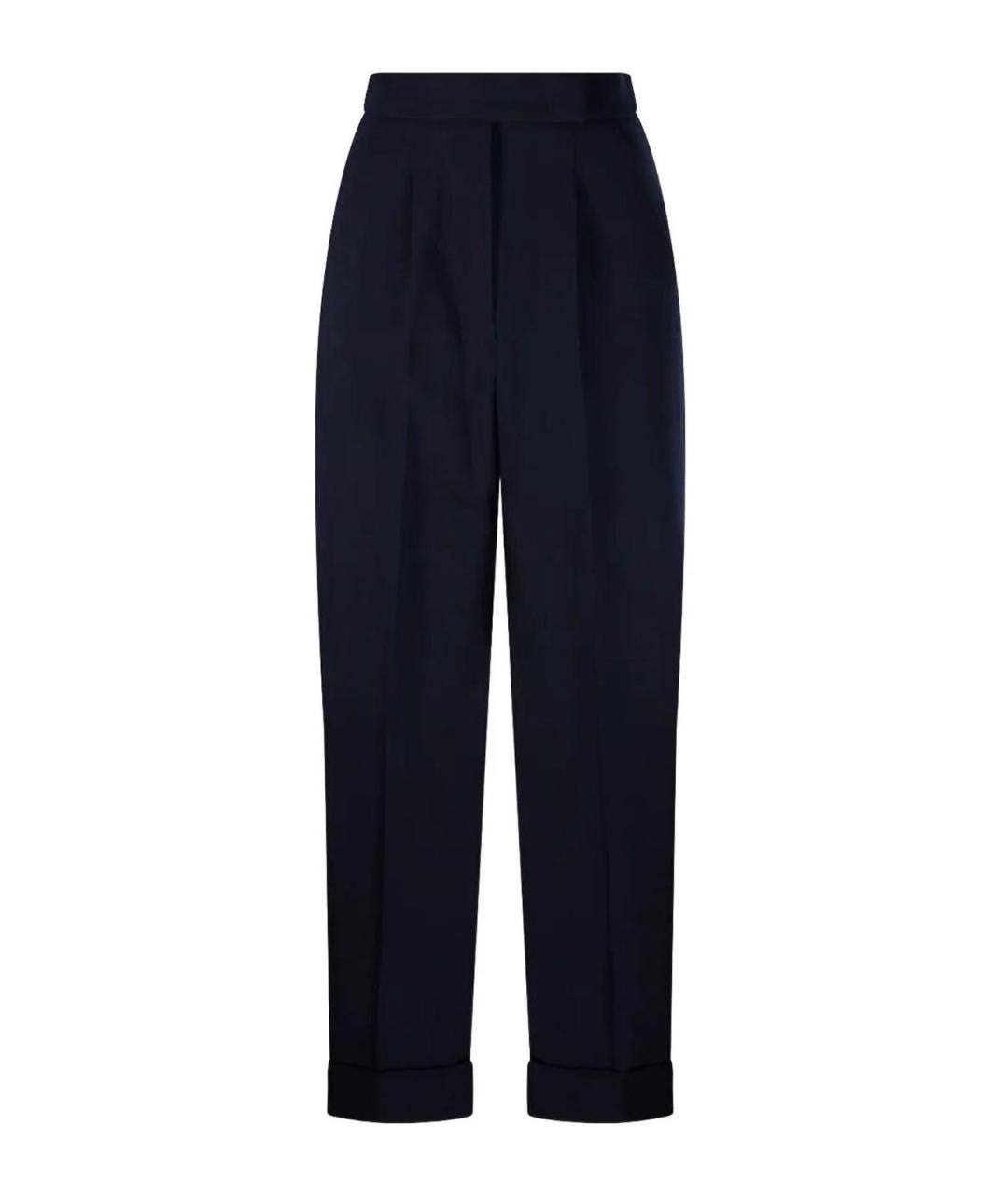 MAX MARA Синие шерстяные брюки широкие, фото 1
