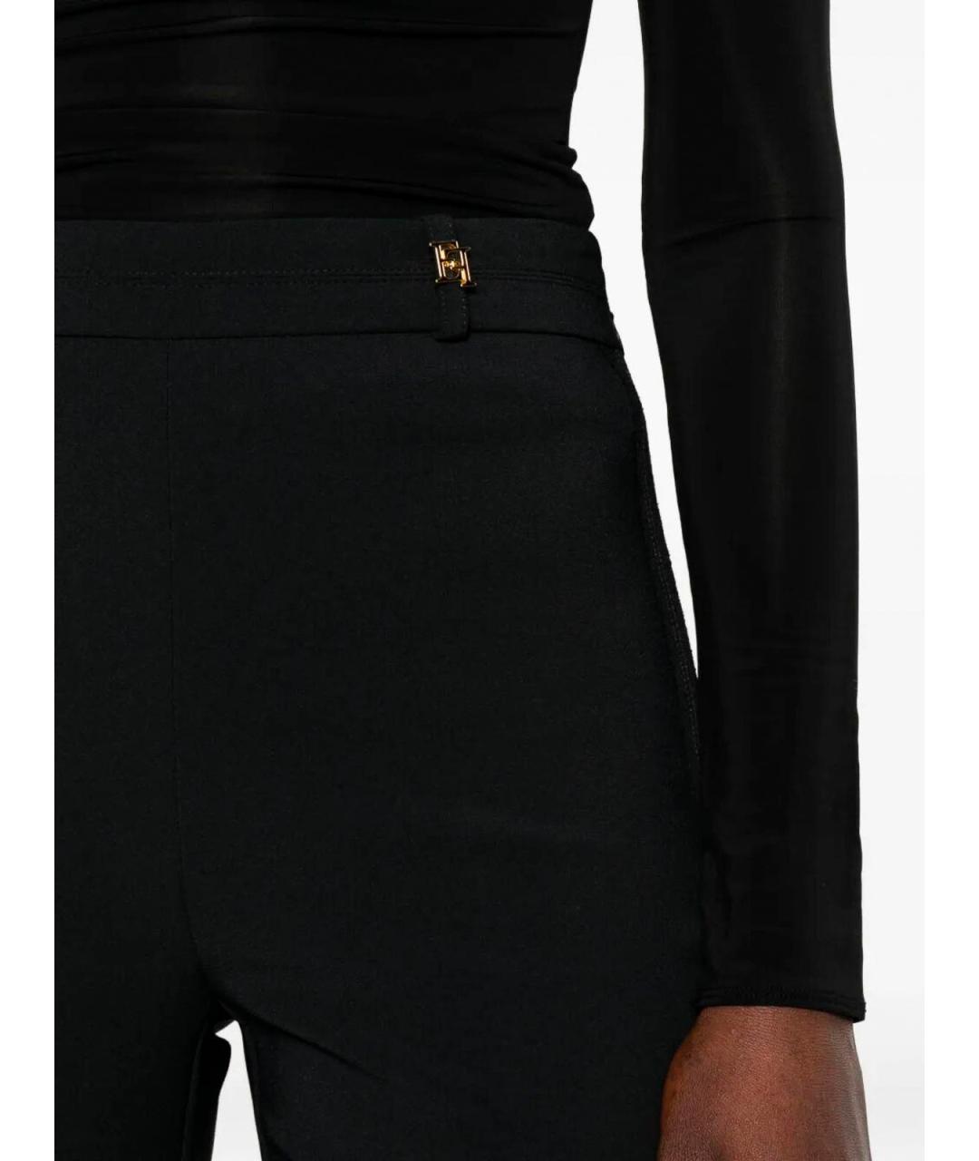 ELISABETTA FRANCHI Черные полиэстеровые прямые брюки, фото 3