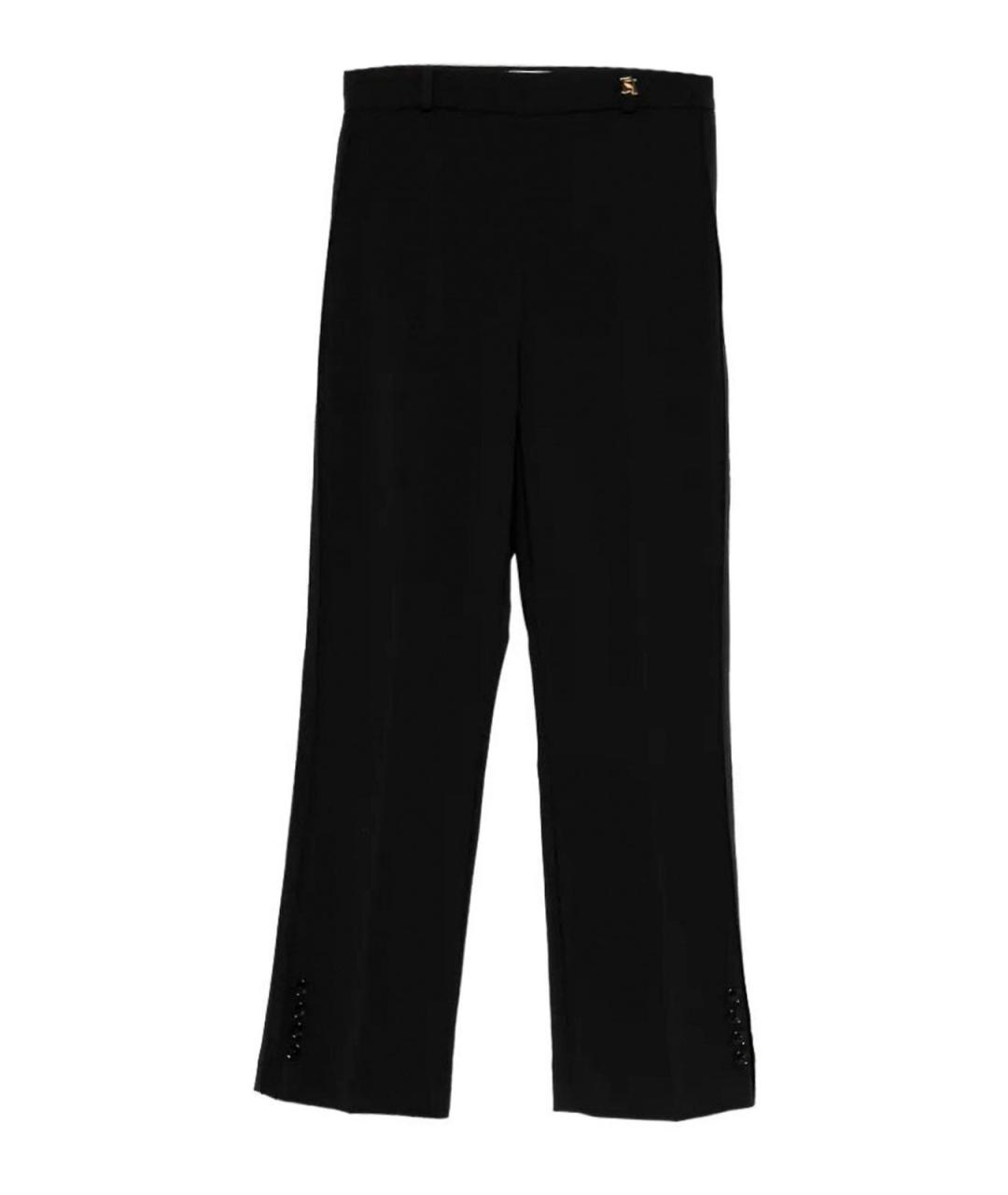ELISABETTA FRANCHI Черные полиэстеровые прямые брюки, фото 1