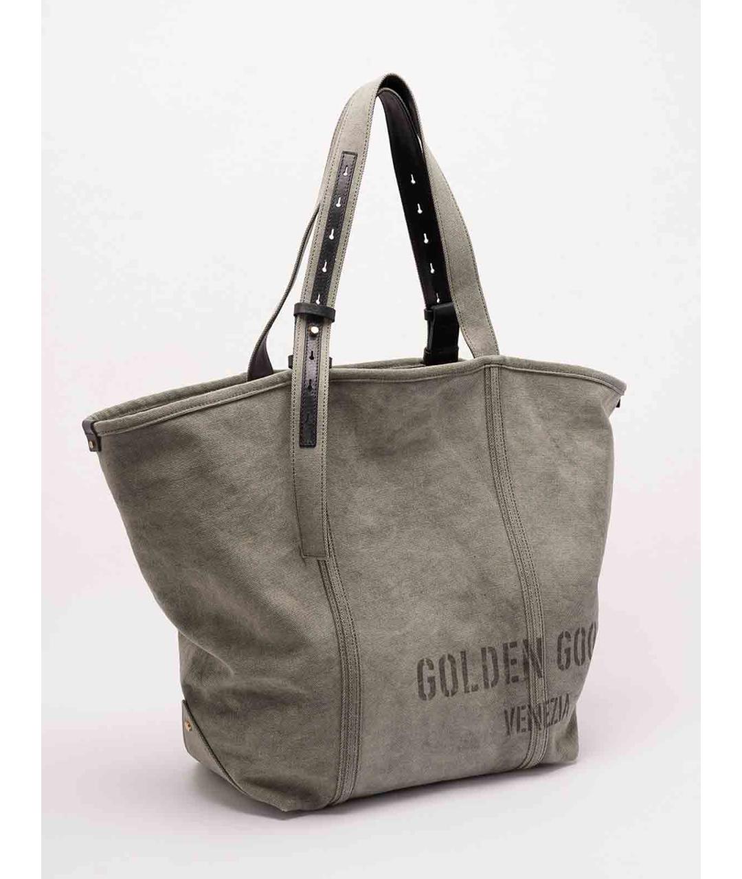 GOLDEN GOOSE Зеленая хлопковая сумка тоут, фото 3