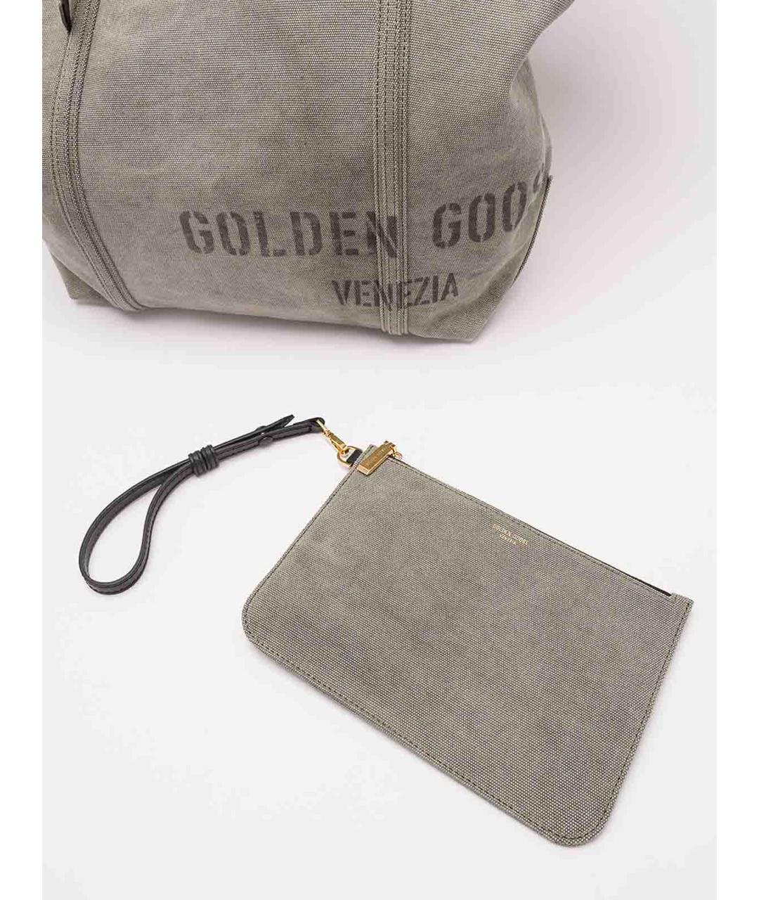 GOLDEN GOOSE Зеленая хлопковая сумка тоут, фото 4