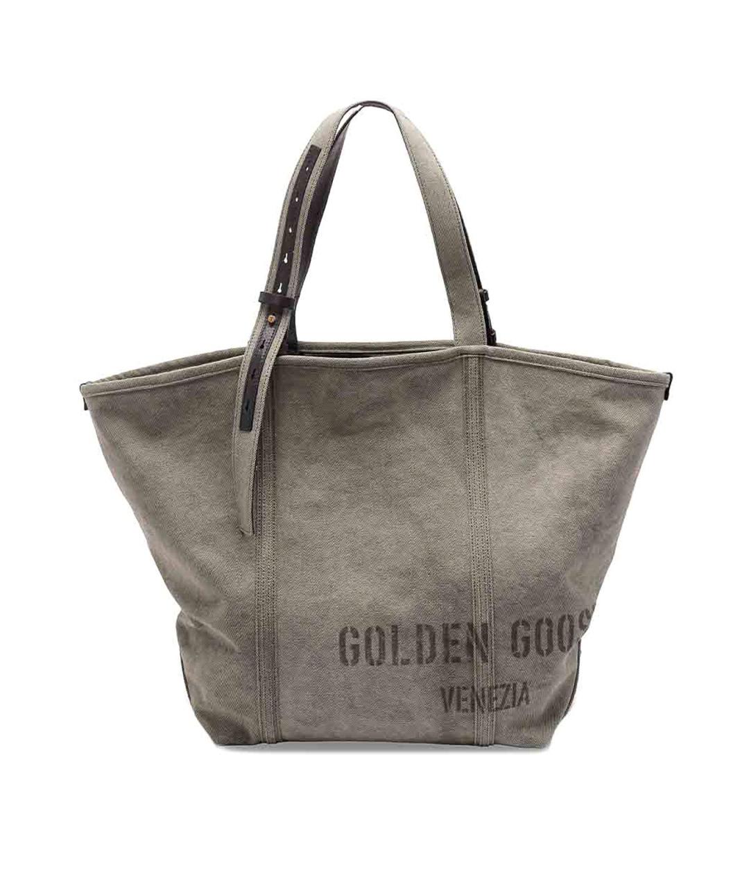 GOLDEN GOOSE Зеленая хлопковая сумка тоут, фото 1