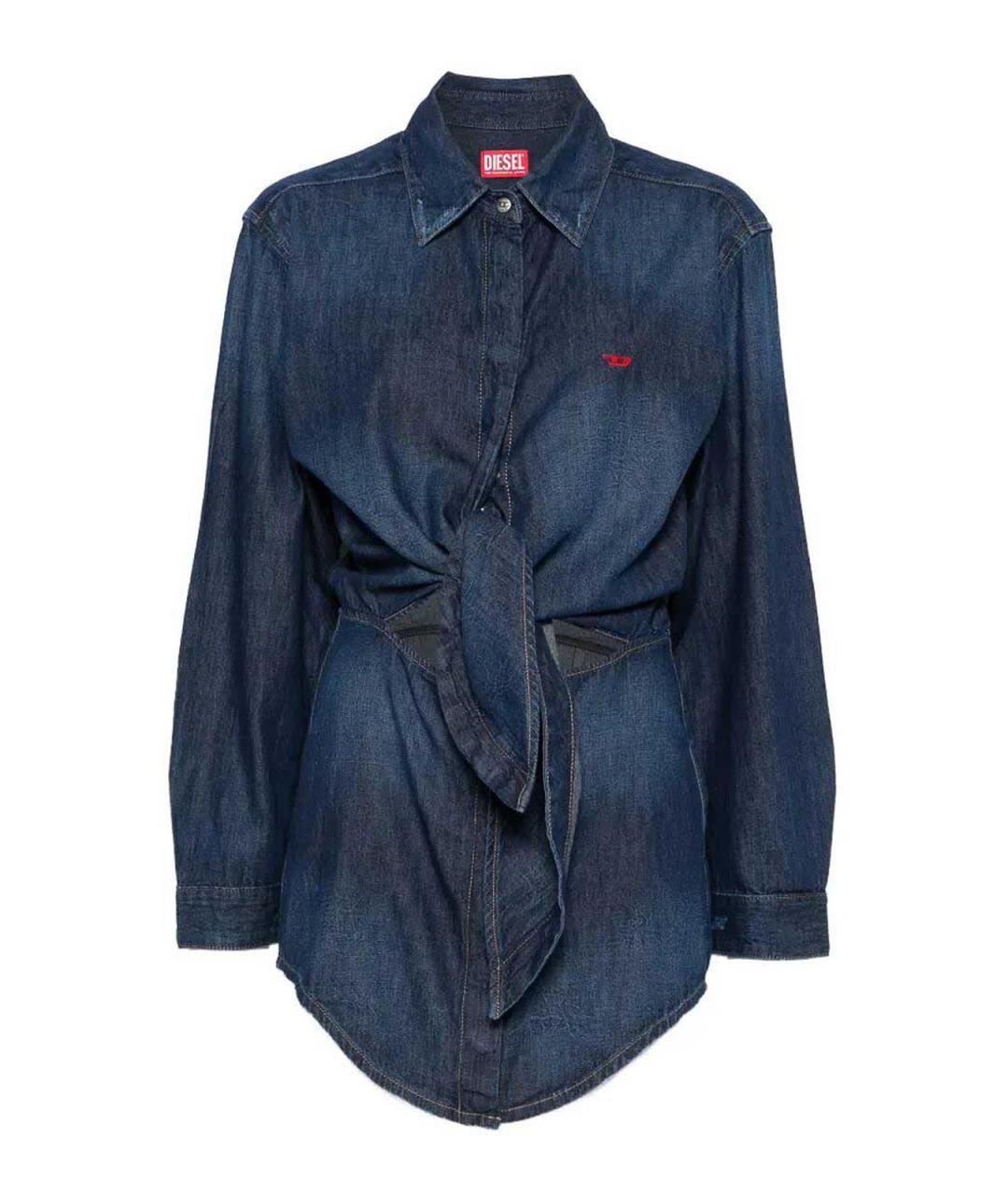DIESEL Синее хлопковое повседневное платье, фото 1