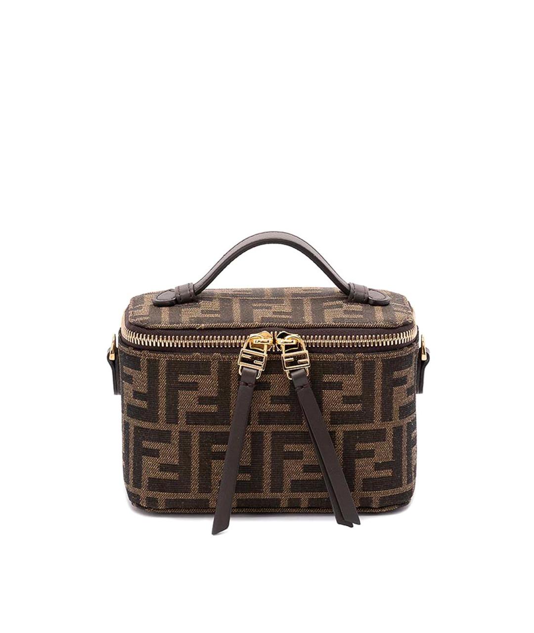 FENDI Коричневая тканевая сумка через плечо, фото 1