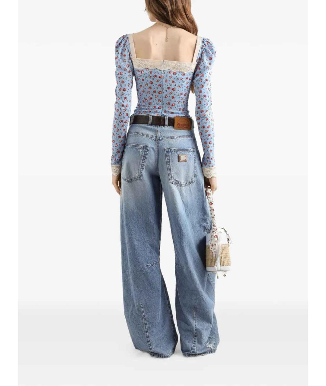 DOLCE&GABBANA Голубые хлопковые прямые джинсы, фото 5