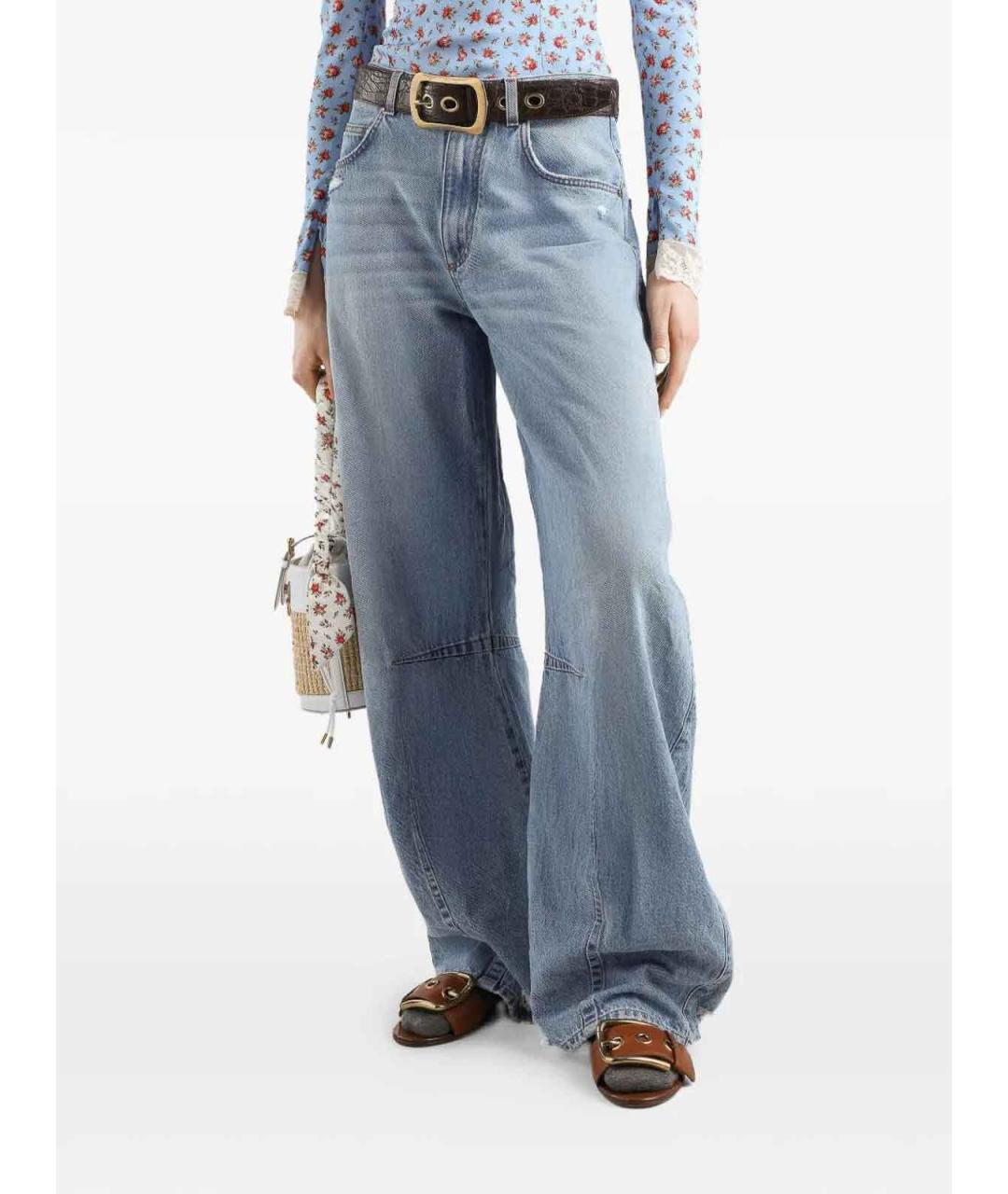 DOLCE&GABBANA Голубые хлопковые прямые джинсы, фото 4