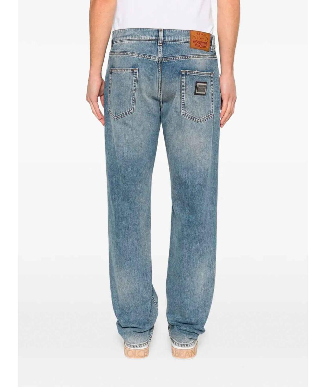 DOLCE&GABBANA Голубые хлопковые прямые джинсы, фото 4