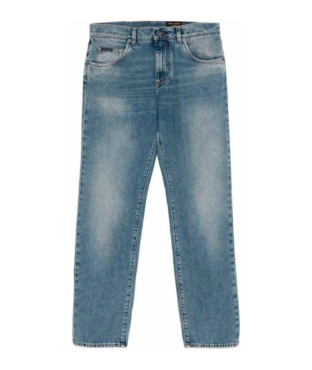 DOLCE&GABBANA Голубые хлопковые прямые джинсы, фото 1