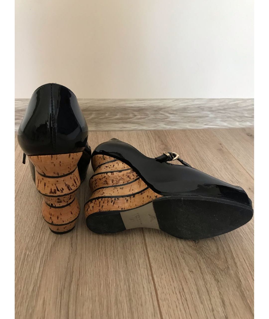 EMPORIO ARMANI Черные туфли из лакированной кожи, фото 3