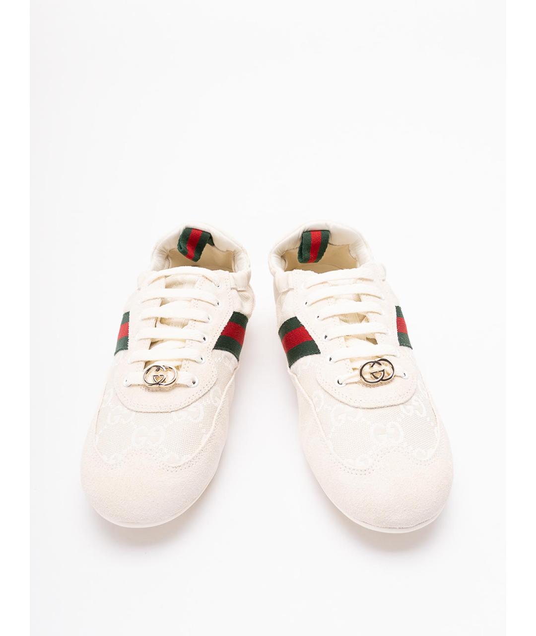 GUCCI Белые текстильные кроссовки, фото 5