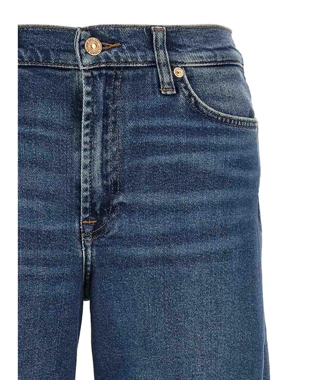 7 FOR ALL MANKIND Синие хлопковые прямые джинсы, фото 3