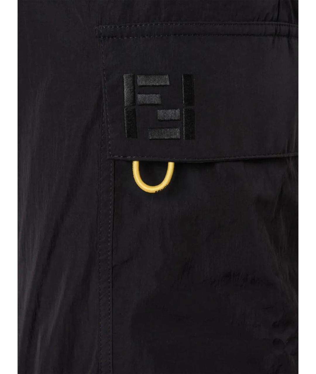 FENDI Черные полиамидовые повседневные брюки, фото 4