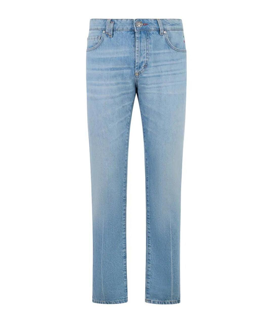 PHILIPP PLEIN Синие хлопковые прямые джинсы, фото 1