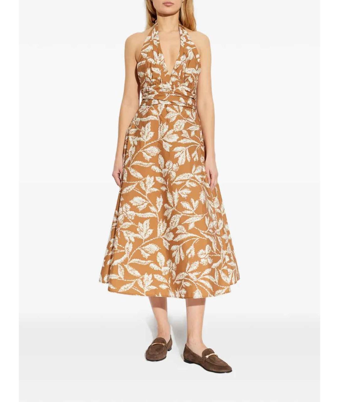 MAX MARA Бежевое хлопковое повседневное платье, фото 4