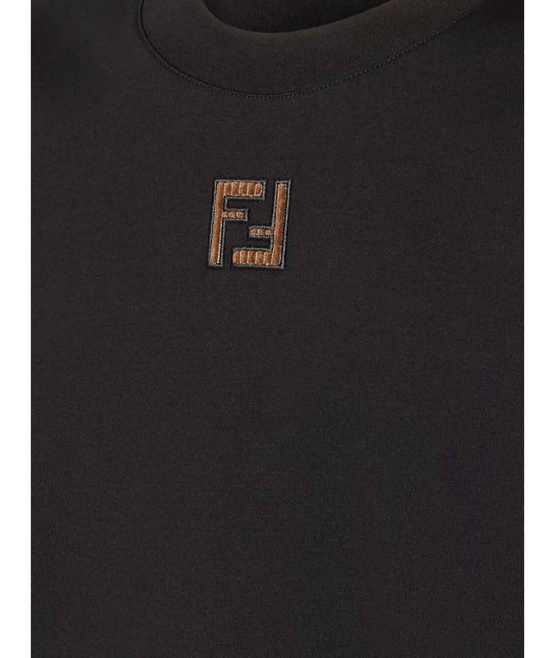 FENDI Черная хлопковая футболка, фото 3
