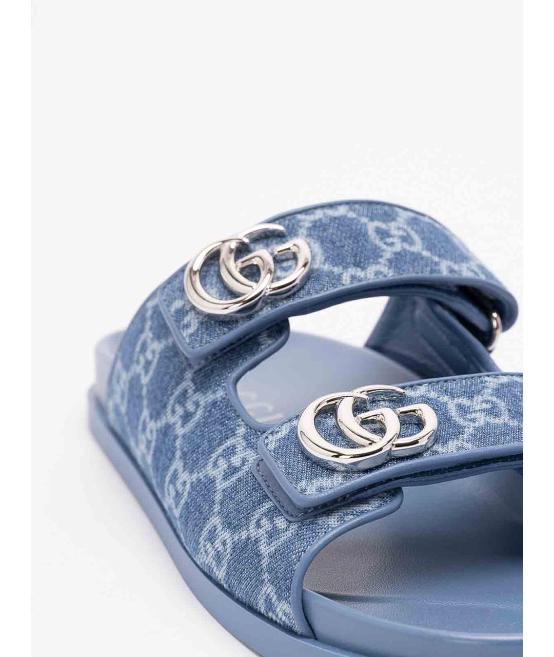 GUCCI Голубые текстильные сандалии, фото 5