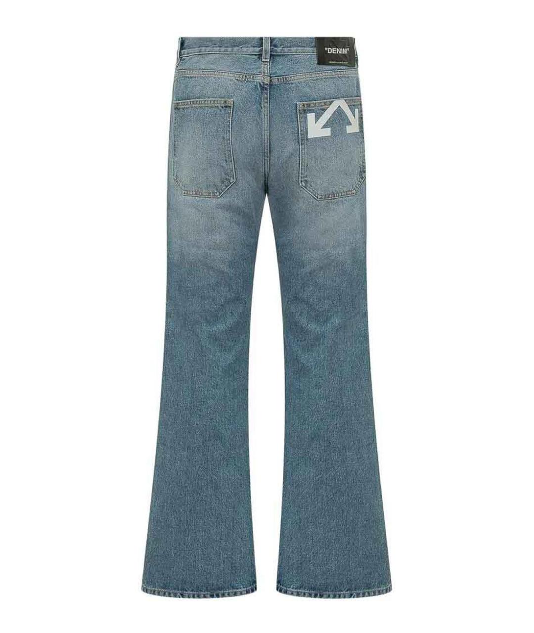OFF-WHITE Синие хлопковые прямые джинсы, фото 3