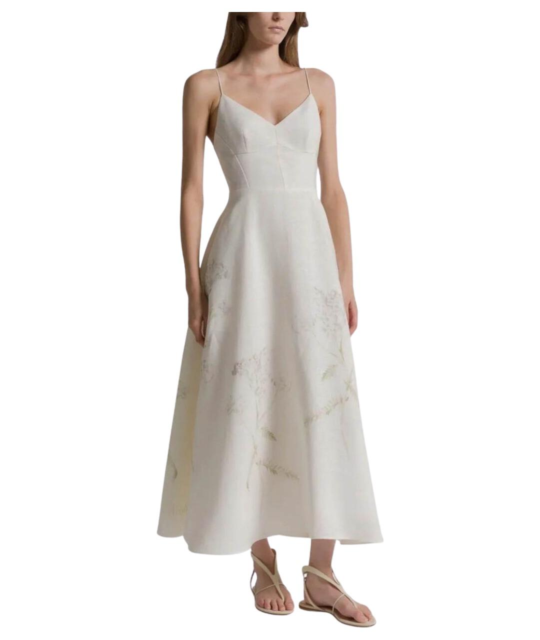 ALBERTA FERRETTI Бежевое льняное повседневное платье, фото 2
