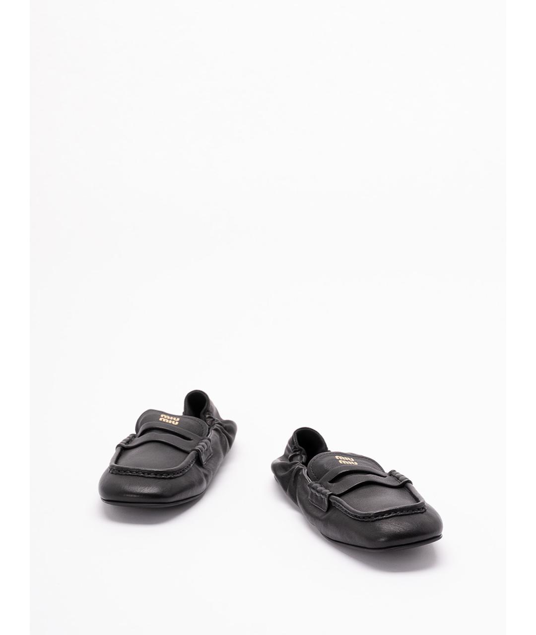 MIU MIU Черные кожаные лоферы, фото 2