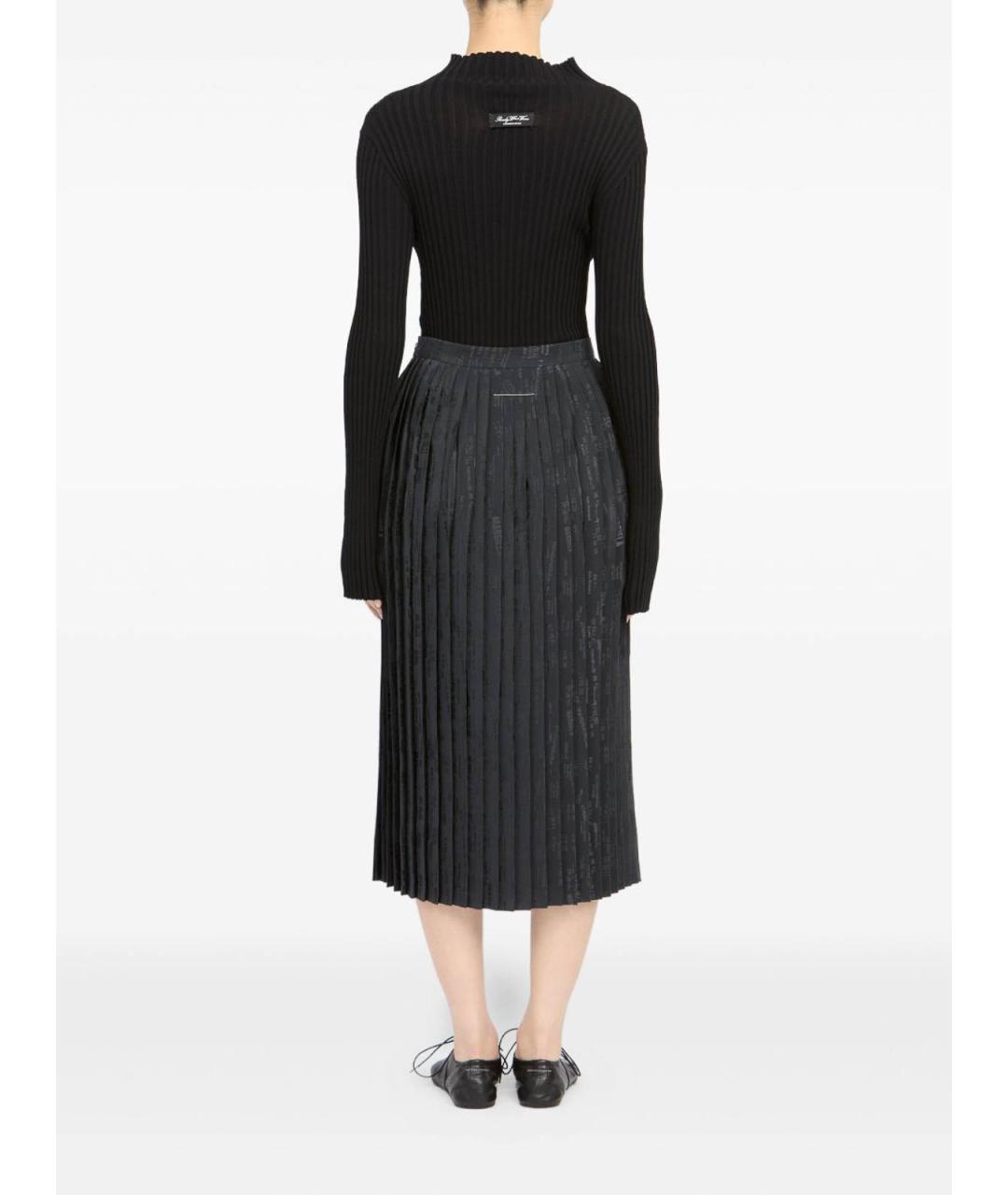 MM6 MAISON MARGIELA Черная вискозная юбка миди, фото 3