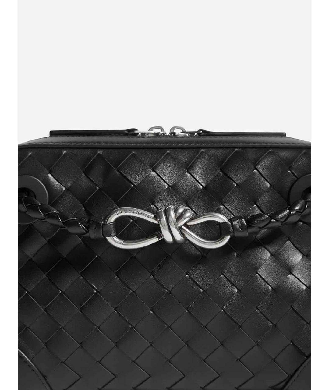 BOTTEGA VENETA Черная кожаная сумка на плечо, фото 5