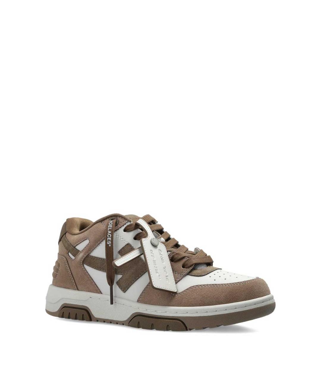 OFF-WHITE Коричневые замшевые низкие кроссовки / кеды, фото 2