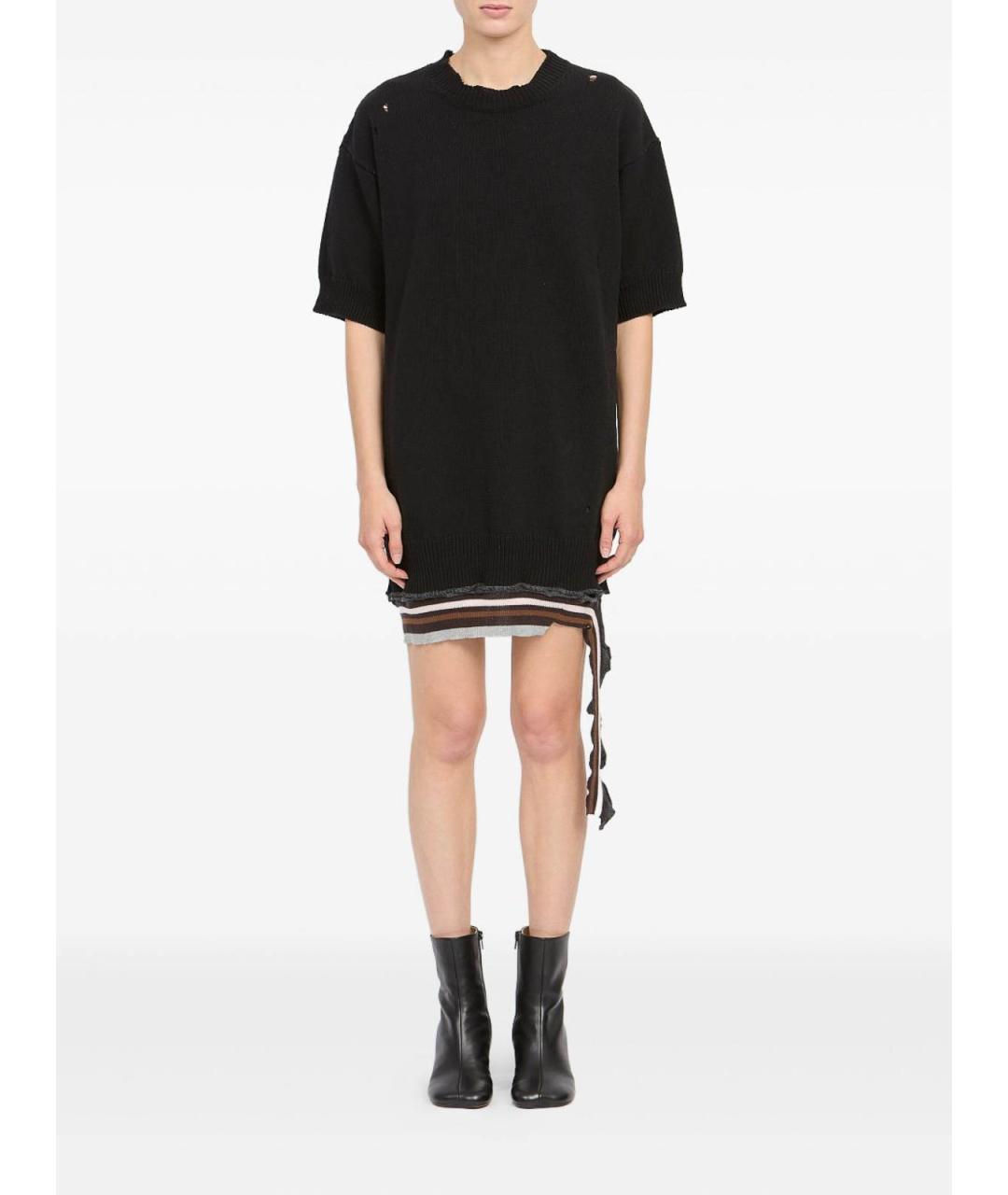 MM6 MAISON MARGIELA Черное хлопковое повседневное платье, фото 4