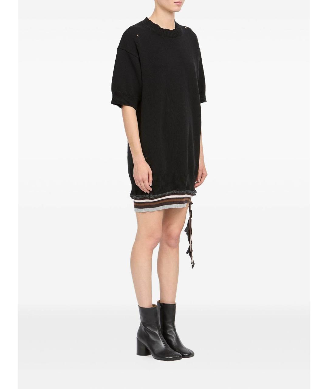 MM6 MAISON MARGIELA Черное хлопковое повседневное платье, фото 2