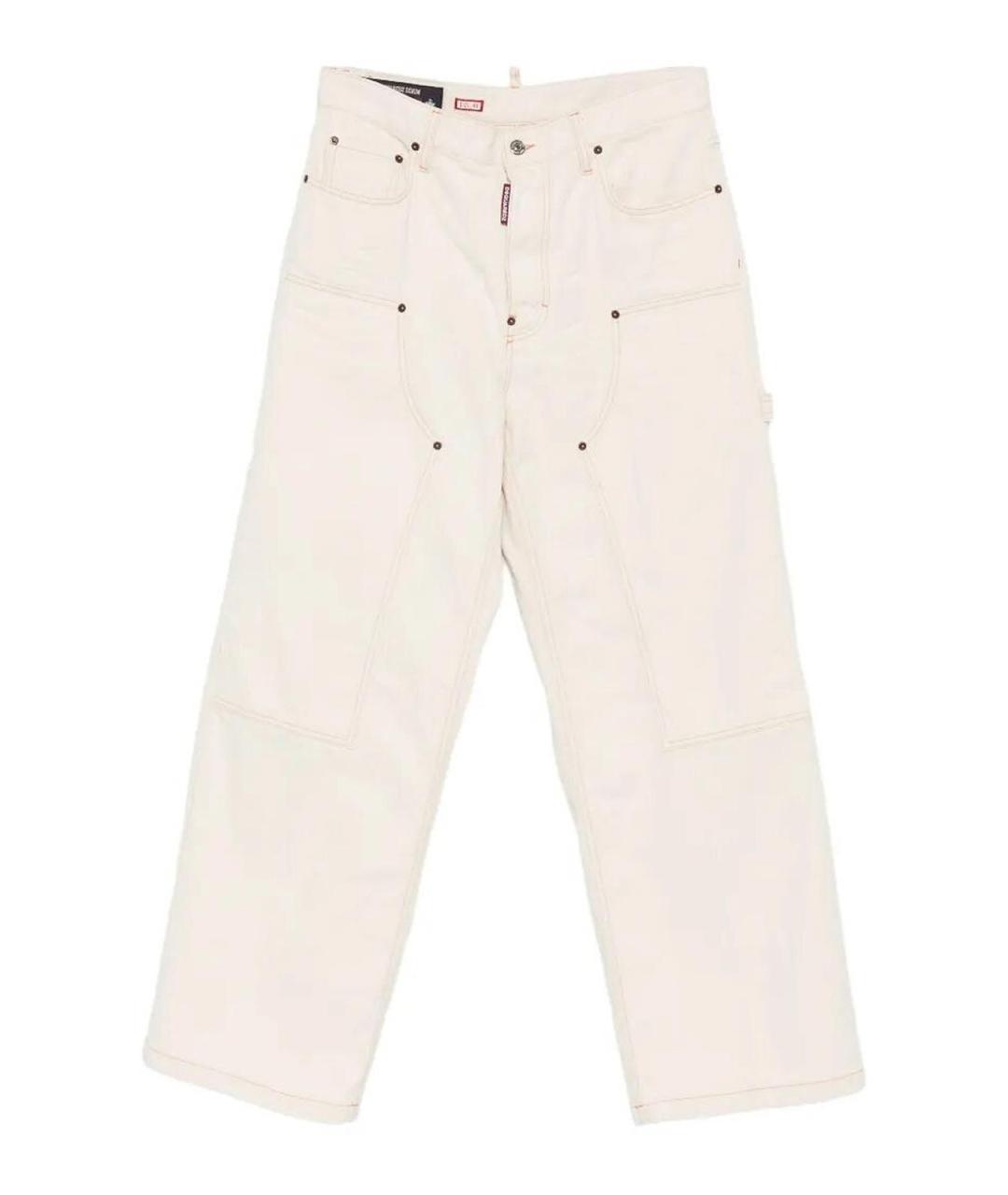 DSQUARED2 Бежевые хлопковые прямые джинсы, фото 1