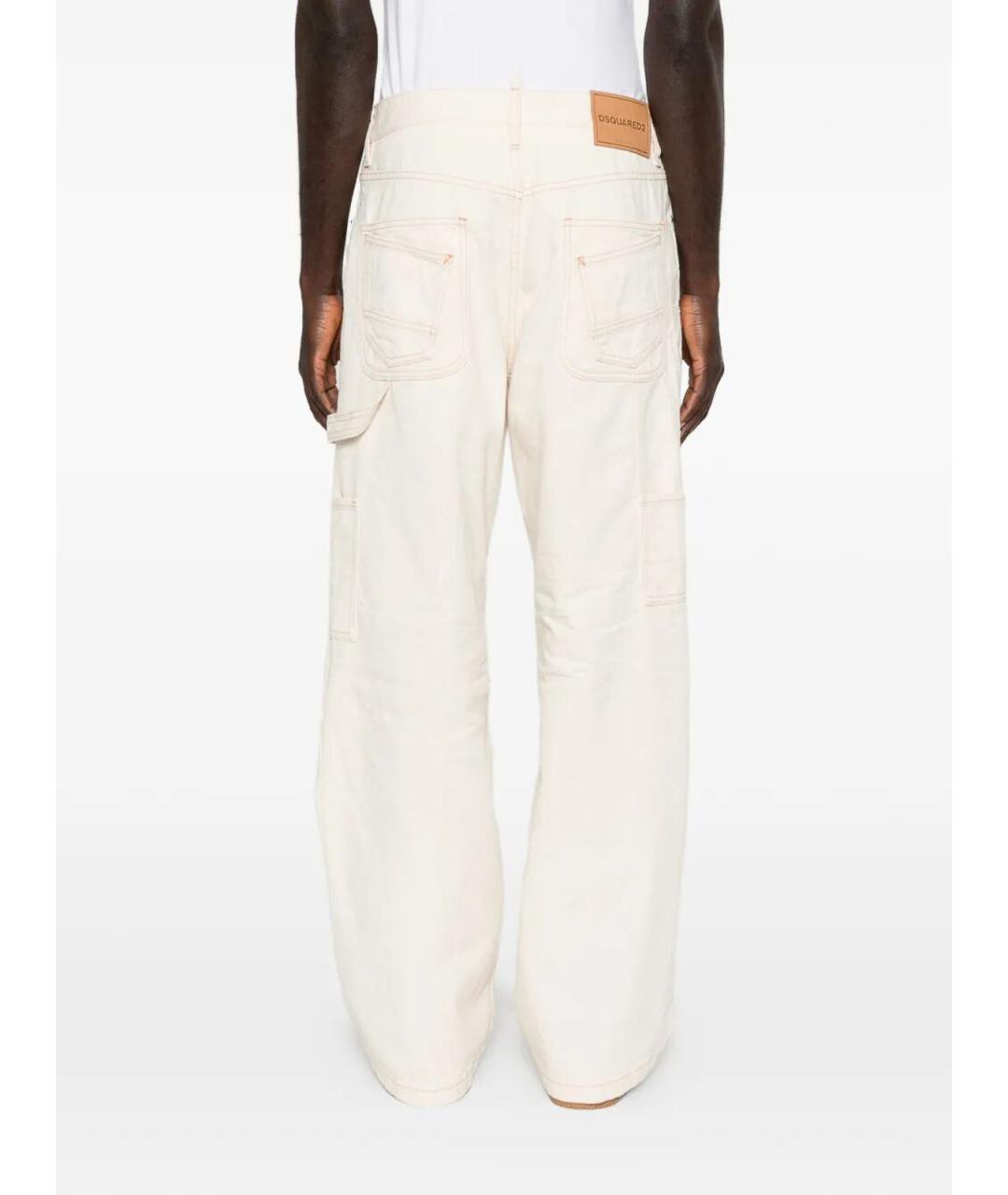 DSQUARED2 Бежевые хлопковые прямые джинсы, фото 4