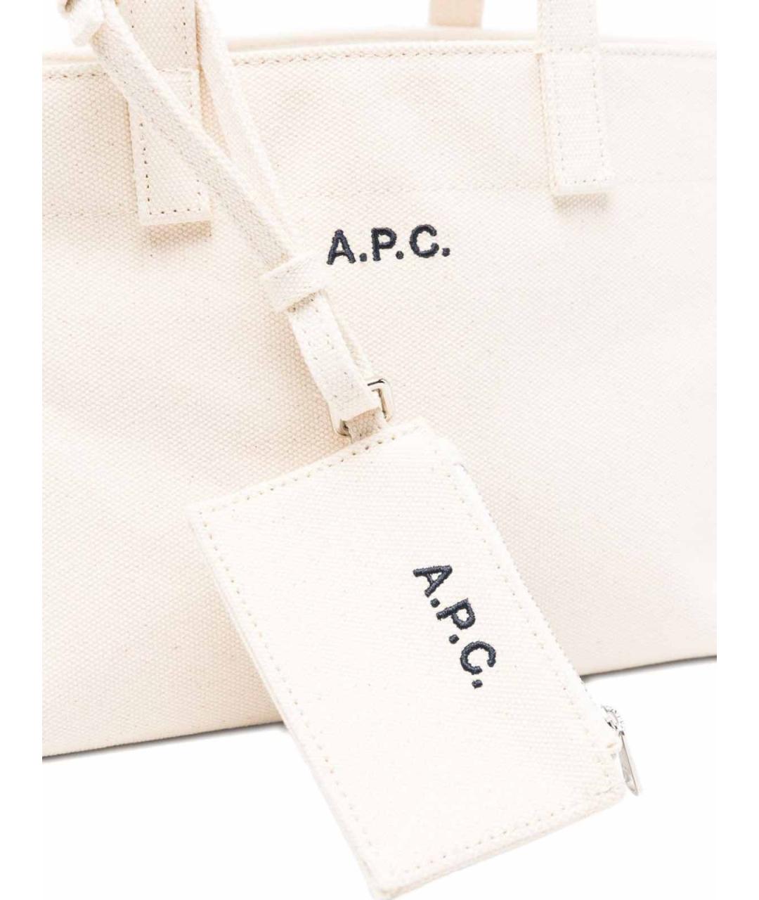 A.P.C. Бежевая хлопковая сумка тоут, фото 4