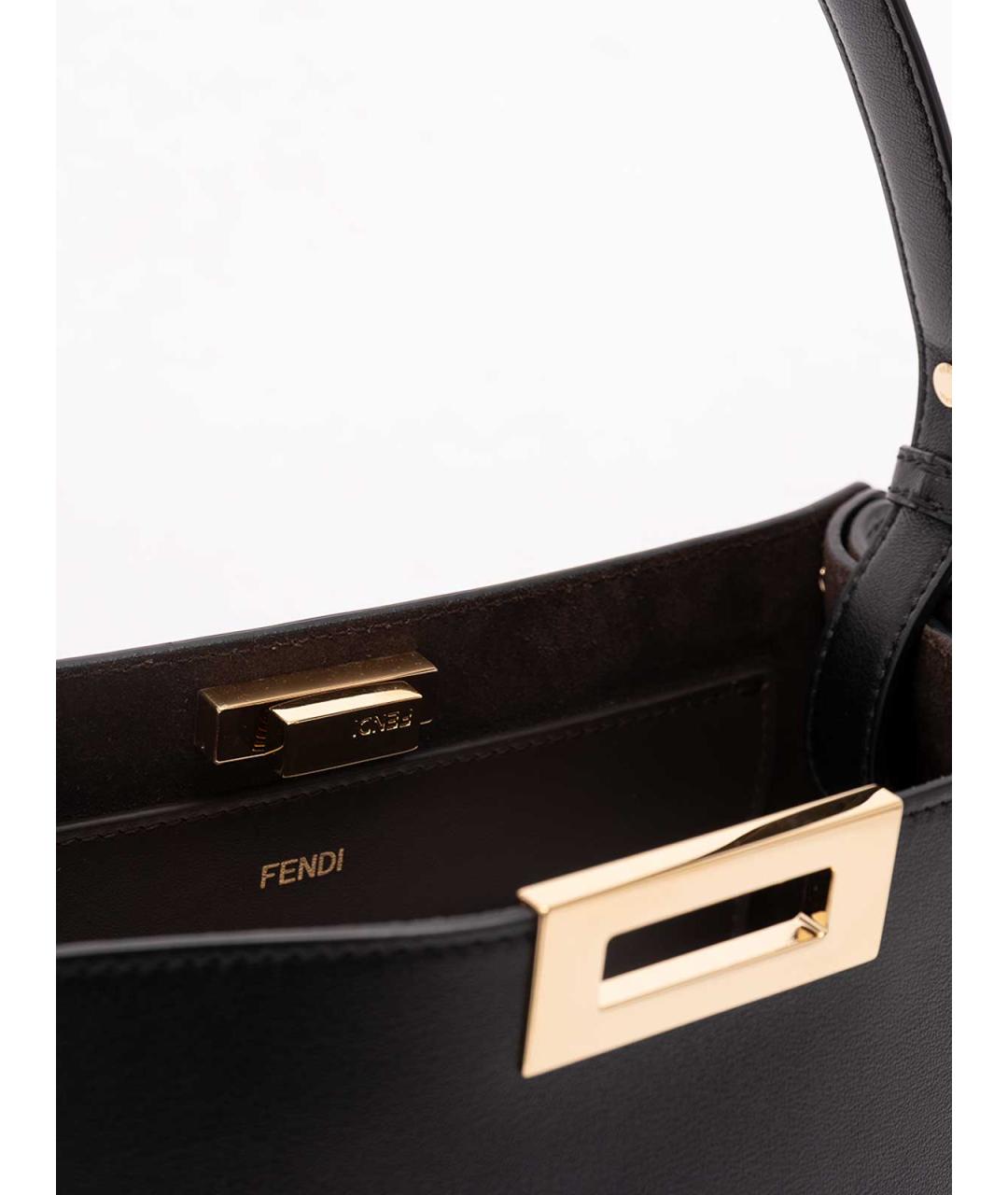 FENDI Черная кожаная сумка тоут, фото 4