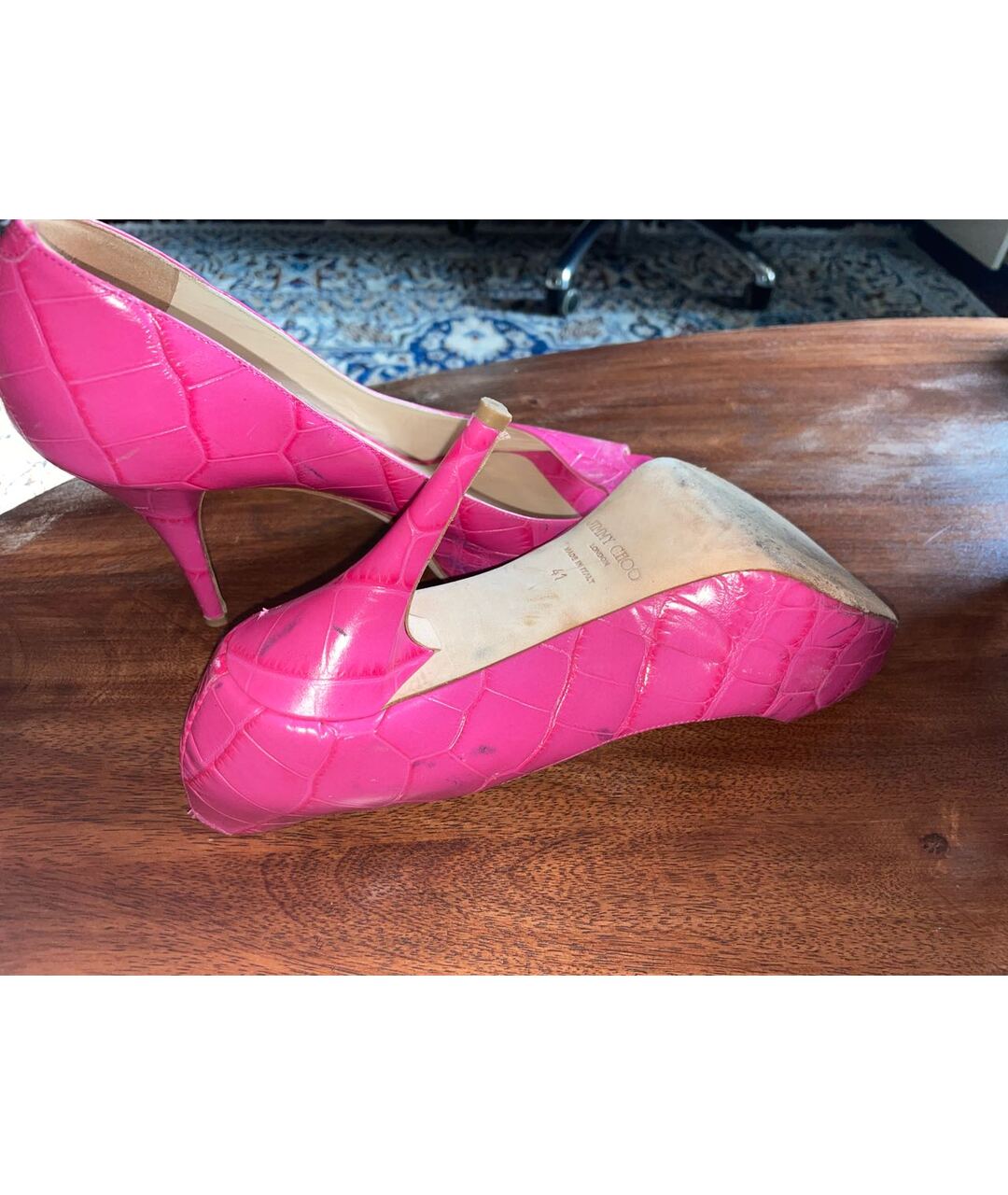 JIMMY CHOO Розовые кожаные туфли, фото 3