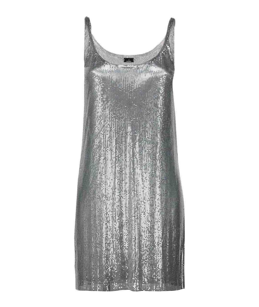 PACO RABANNE Серебряное коктейльное платье, фото 1