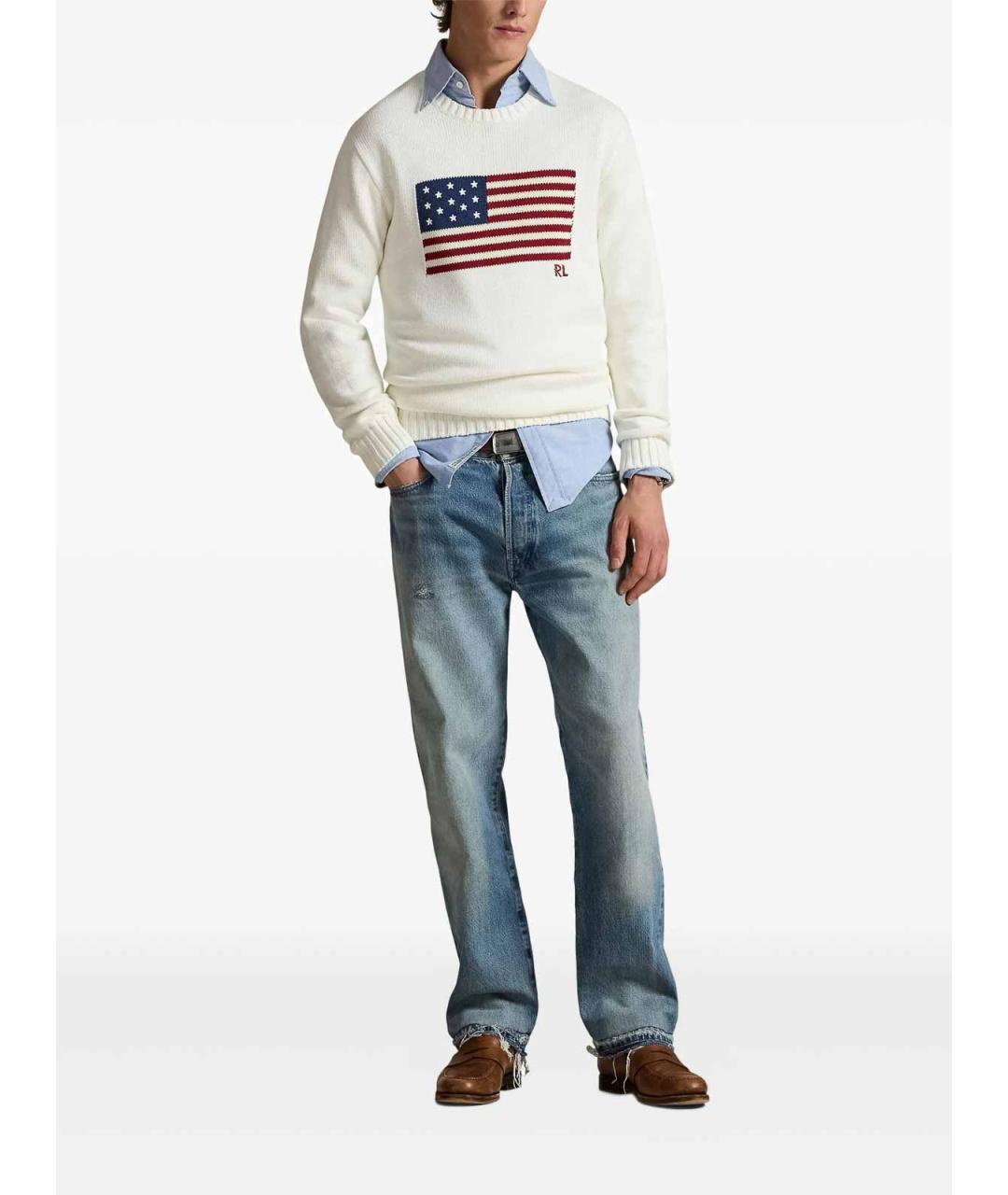 POLO RALPH LAUREN Белый хлопковый джемпер / свитер, фото 2