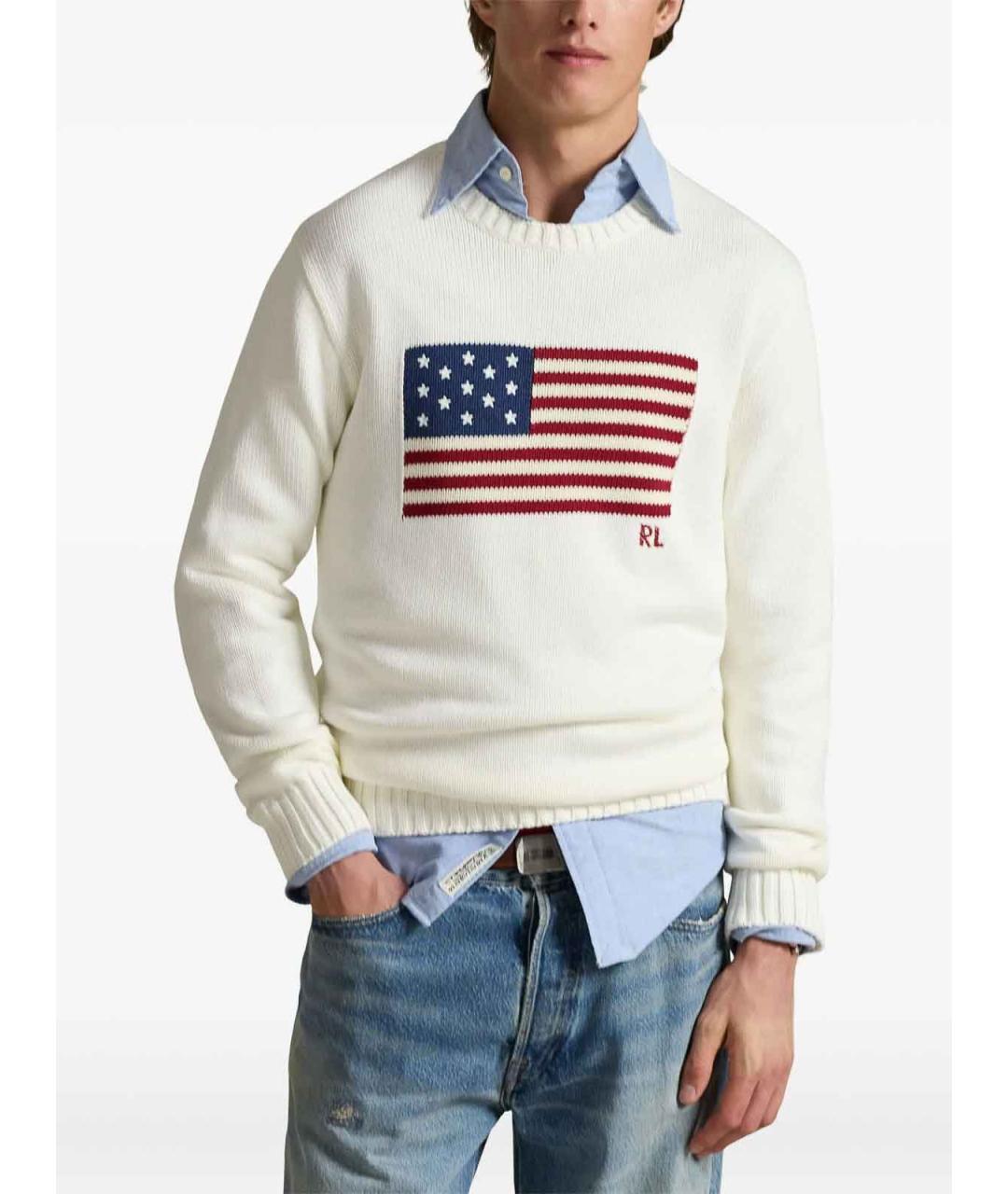 POLO RALPH LAUREN Белый хлопковый джемпер / свитер, фото 3