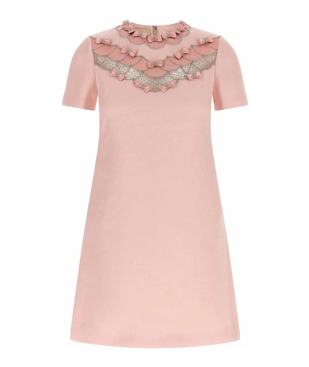 VALENTINO Розовое шерстяное коктейльное платье, фото 1