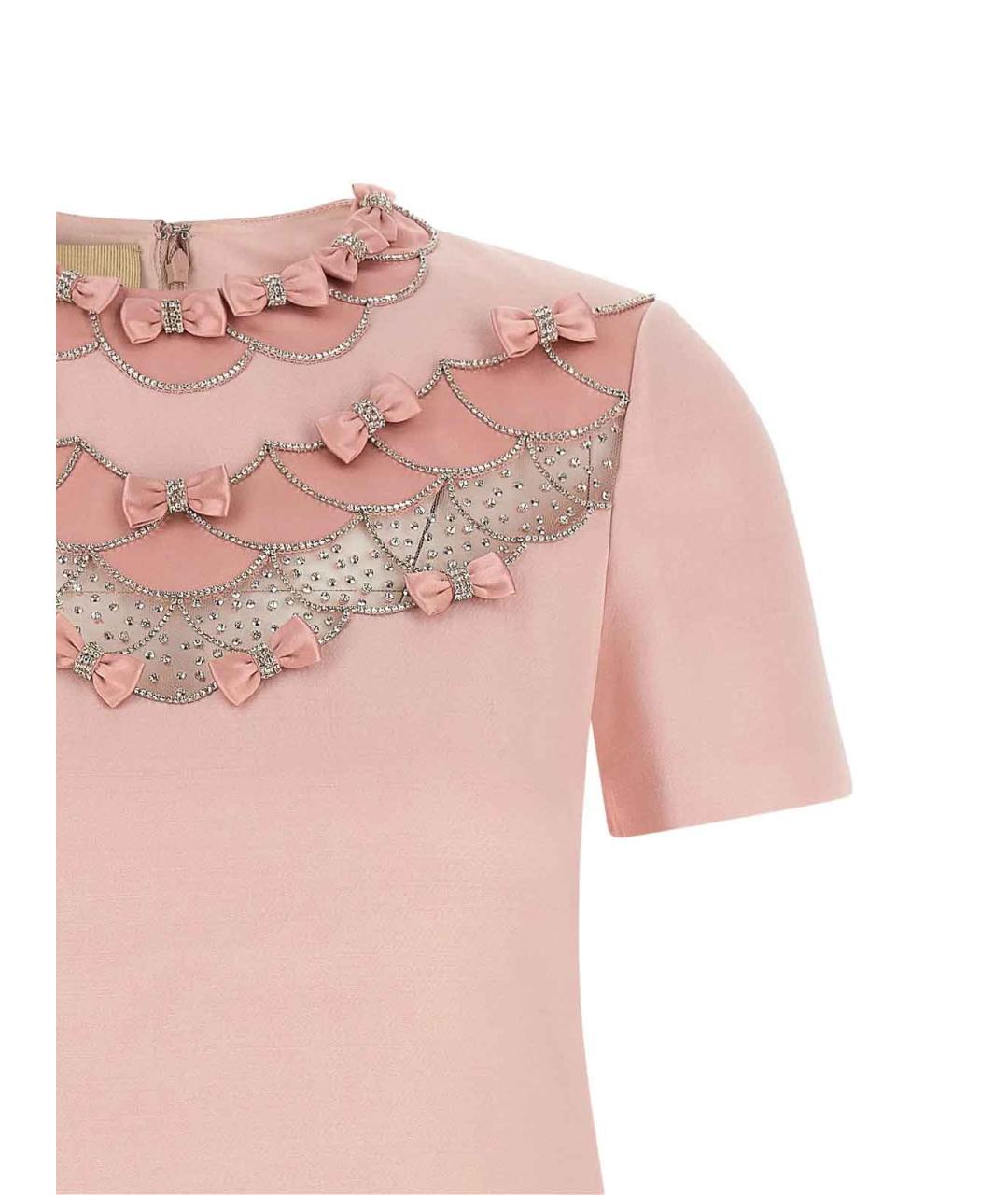 VALENTINO Розовое шерстяное коктейльное платье, фото 3