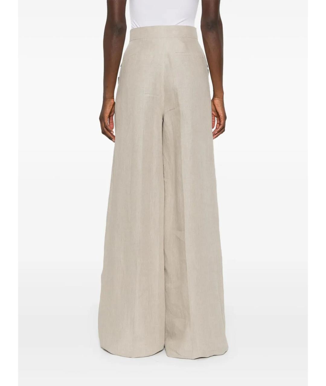 MAX MARA Бежевые льняные брюки широкие, фото 4