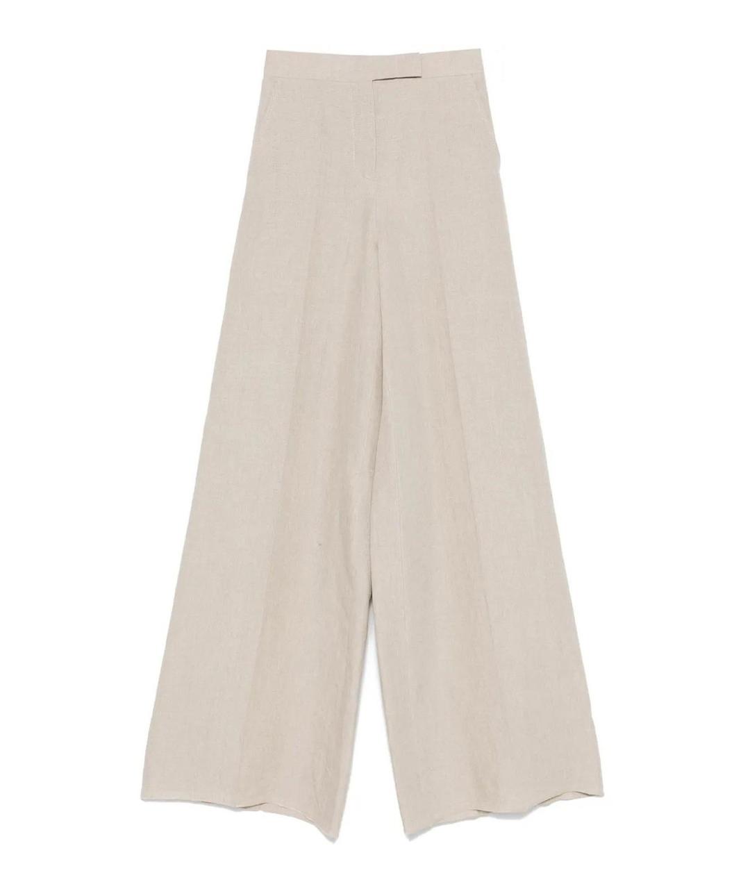 MAX MARA Бежевые льняные брюки широкие, фото 1