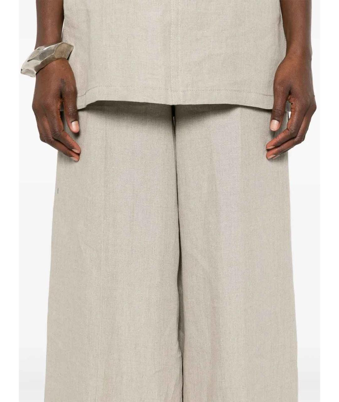 MAX MARA Бежевые льняные брюки широкие, фото 5