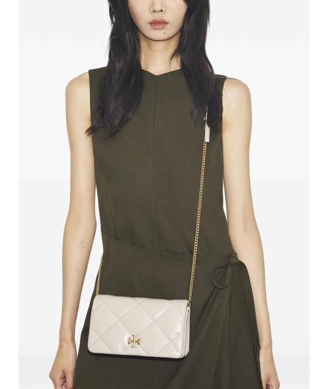 TORY BURCH Бежевый кожаный кошелек, фото 2