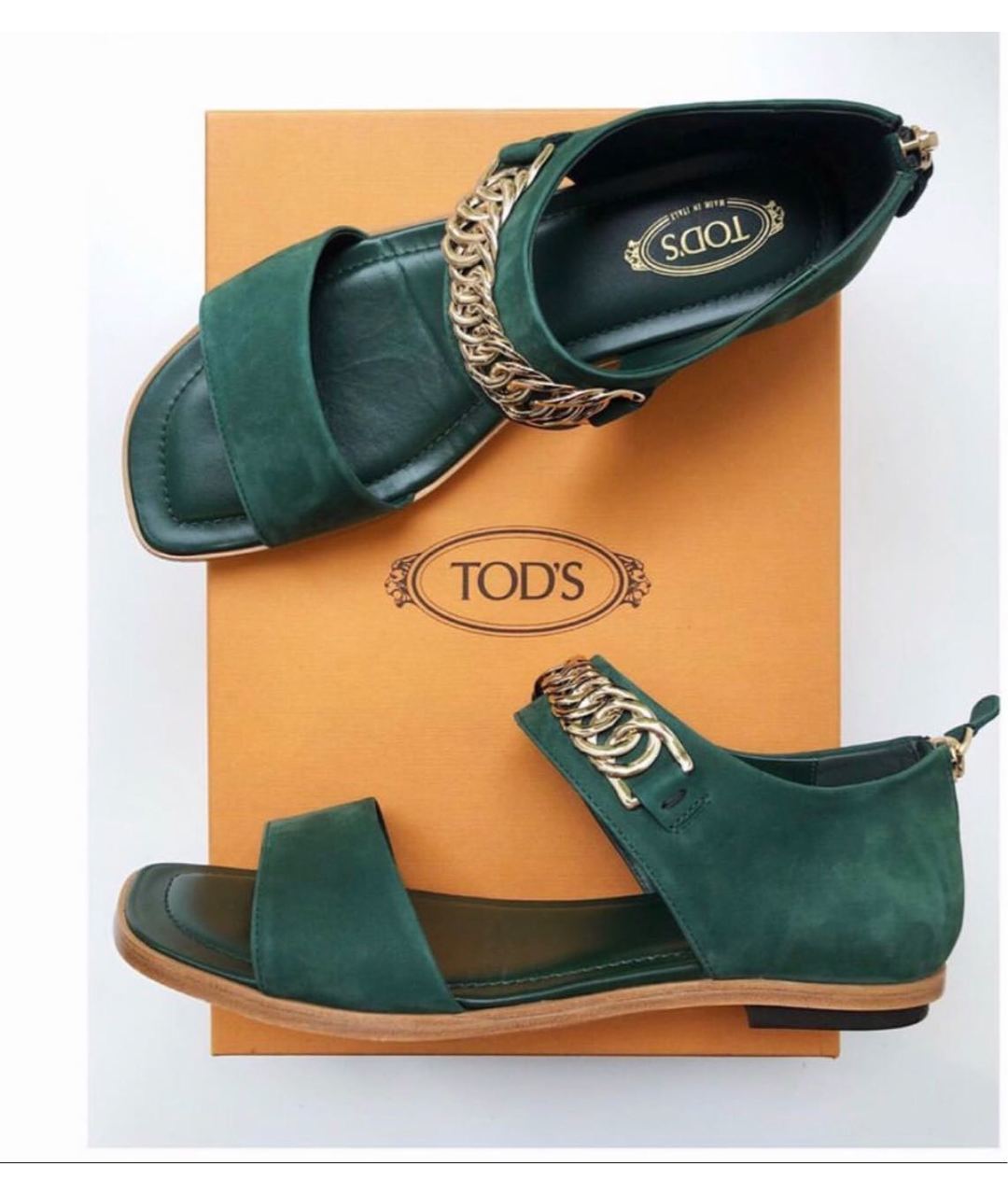 TOD'S Зеленые нубуковые сандалии, фото 3