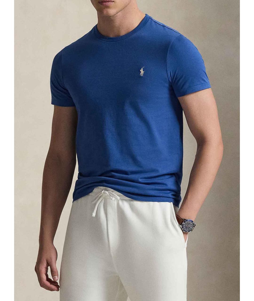 POLO RALPH LAUREN Синяя хлопковая футболка, фото 2