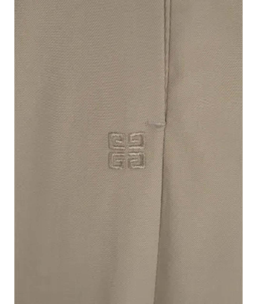 GIVENCHY Бежевые хлопко-эластановые прямые брюки, фото 3