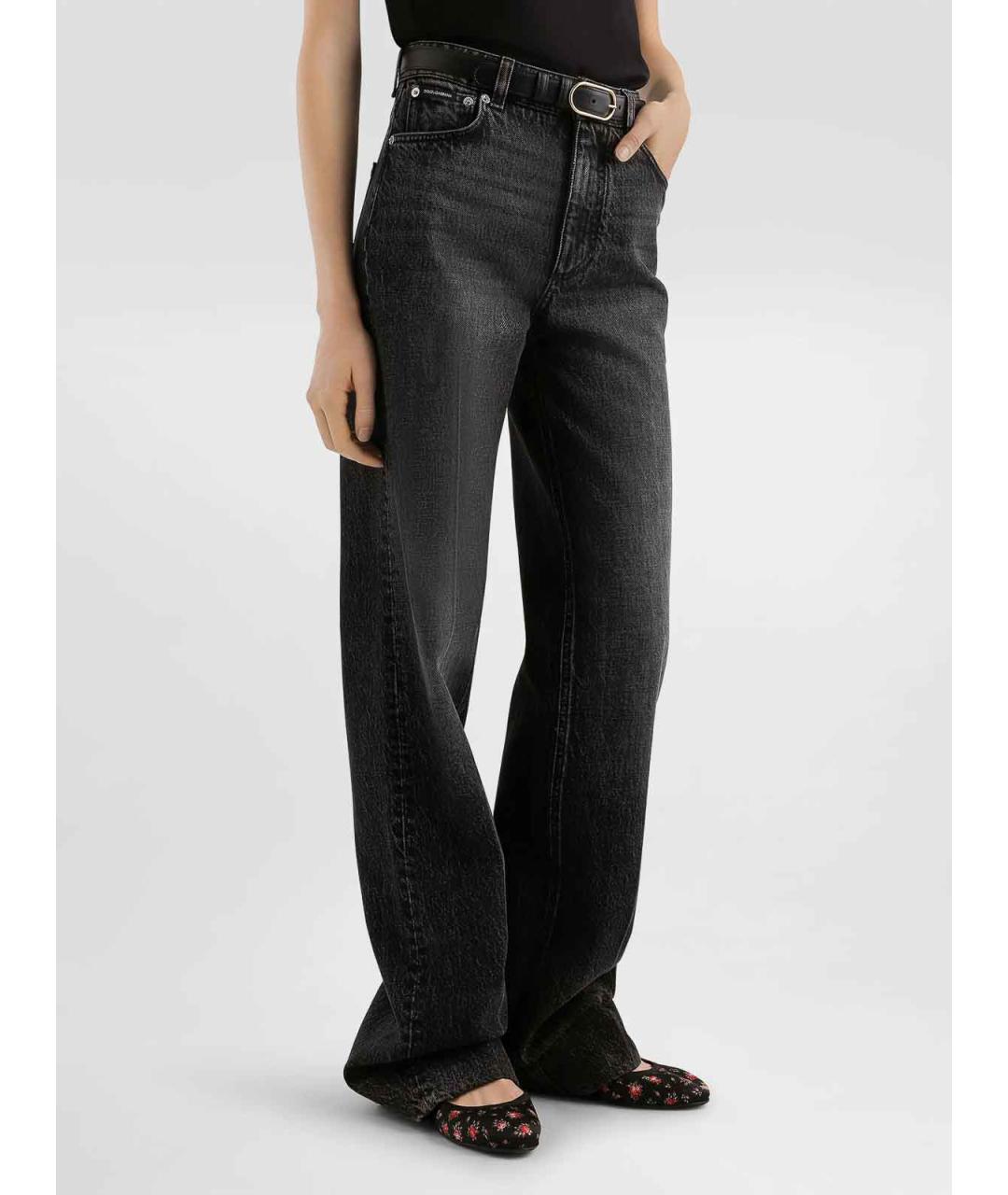 DOLCE&GABBANA Черные хлопковые прямые джинсы, фото 2