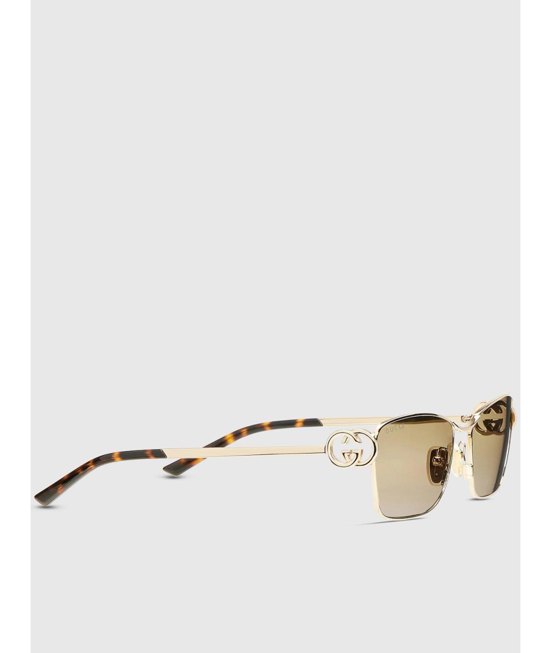 GUCCI Коричневые металлические солнцезащитные очки, фото 2