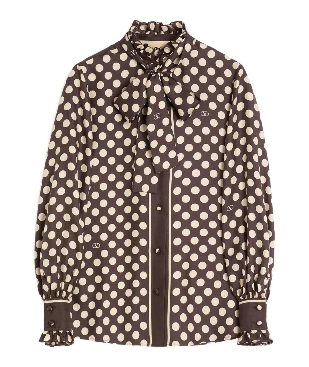VALENTINO Коричневая шелковая рубашка, фото 1